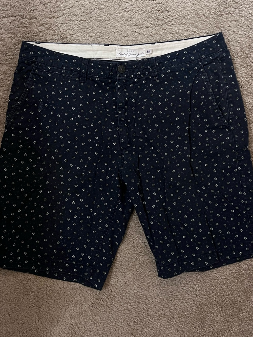 H&M Navy Shorts with Micro Floral Print Size 34